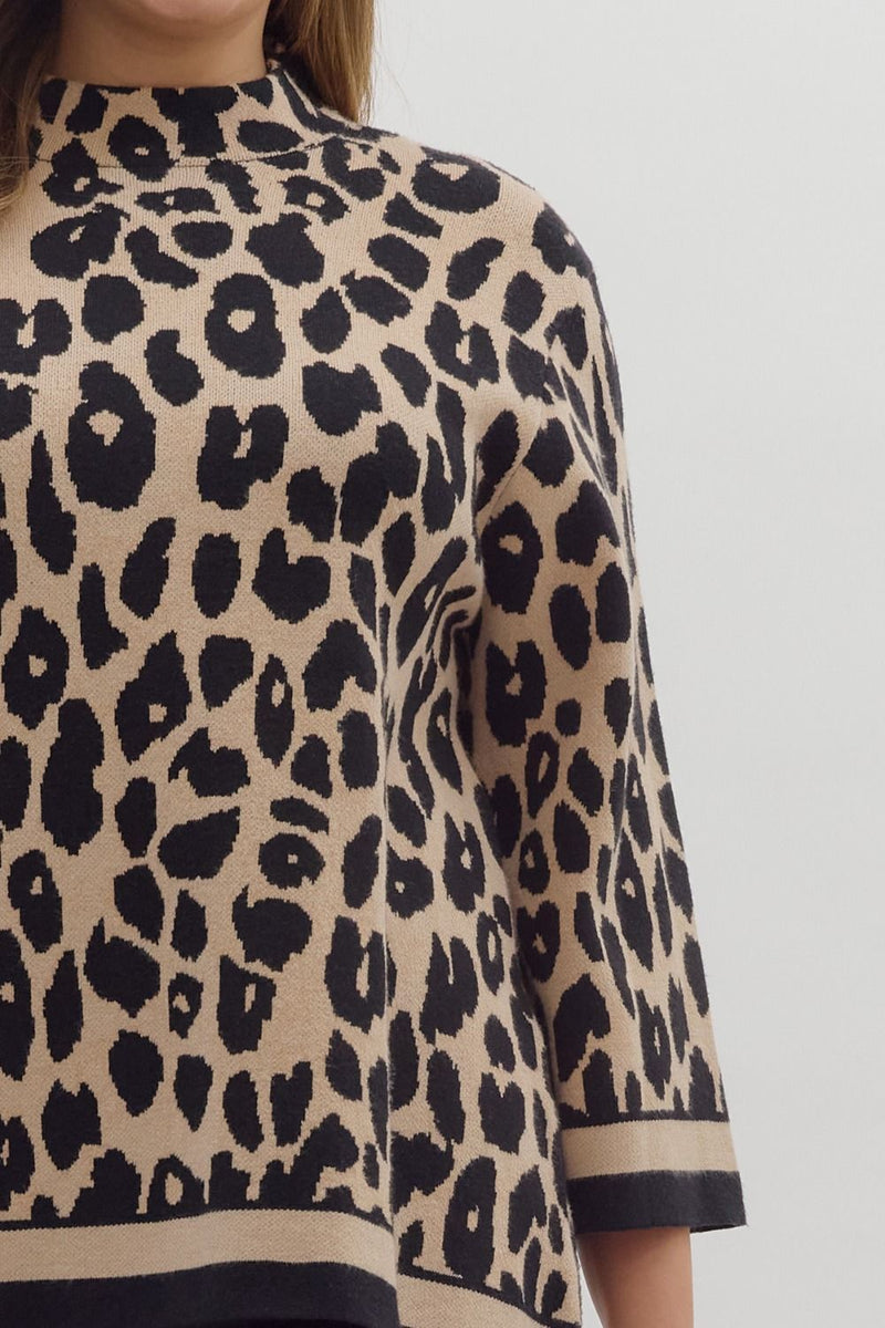 Monae Mock Neck Sweater, Leopard | Plus Size
