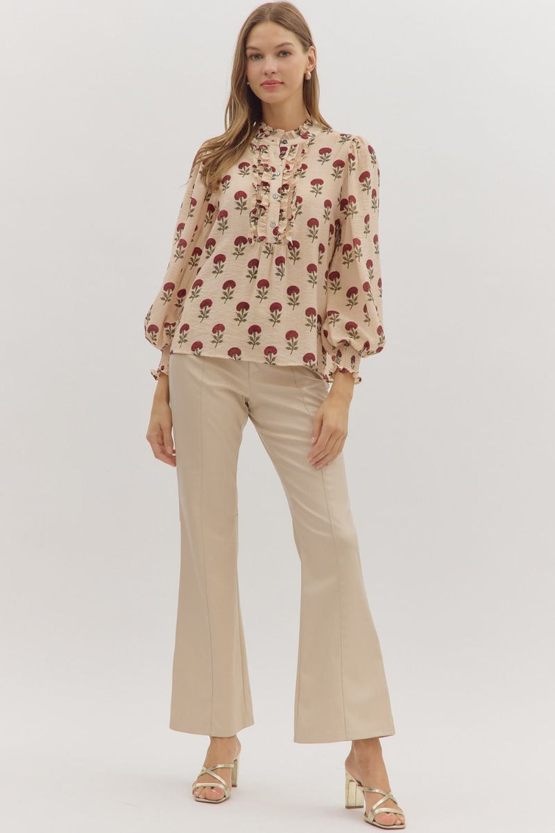 Sadie Floral Blouse, Ecru