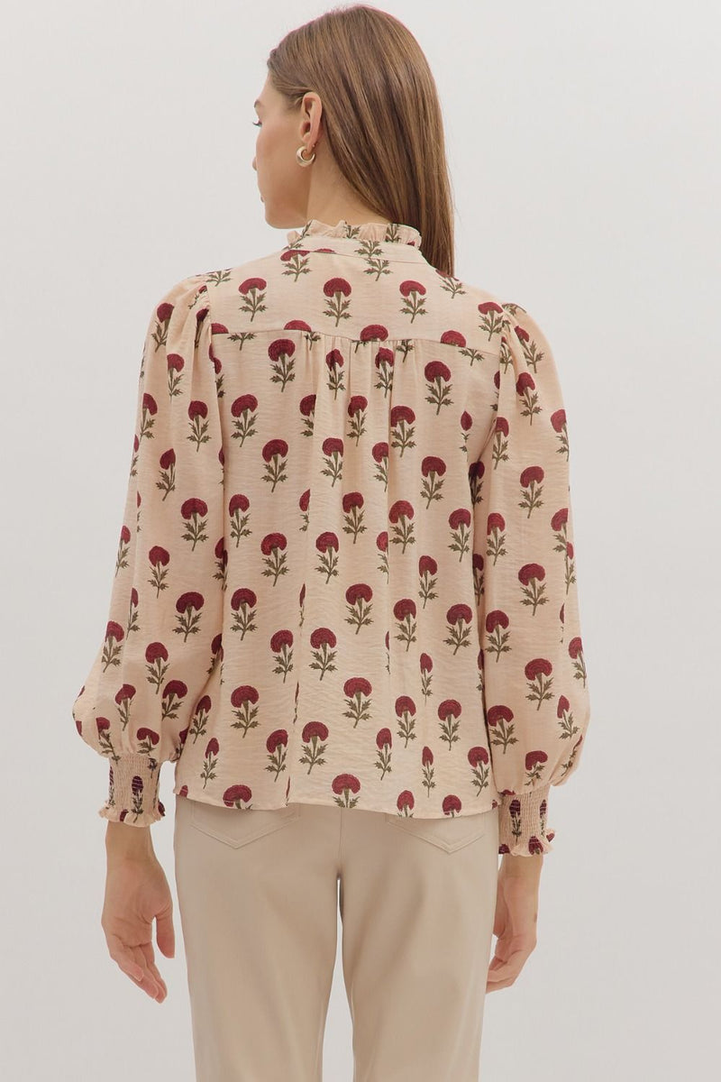 Sadie Floral Blouse, Ecru