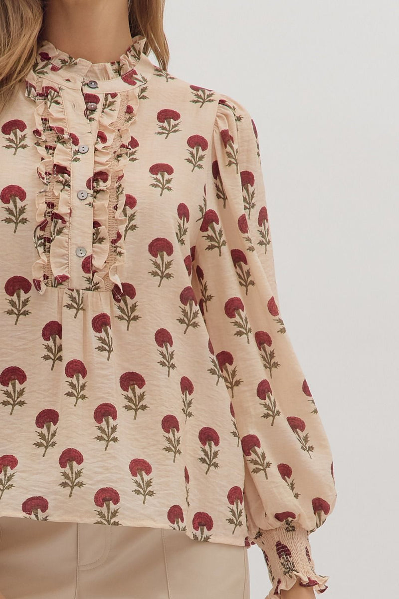 Sadie Floral Blouse, Ecru