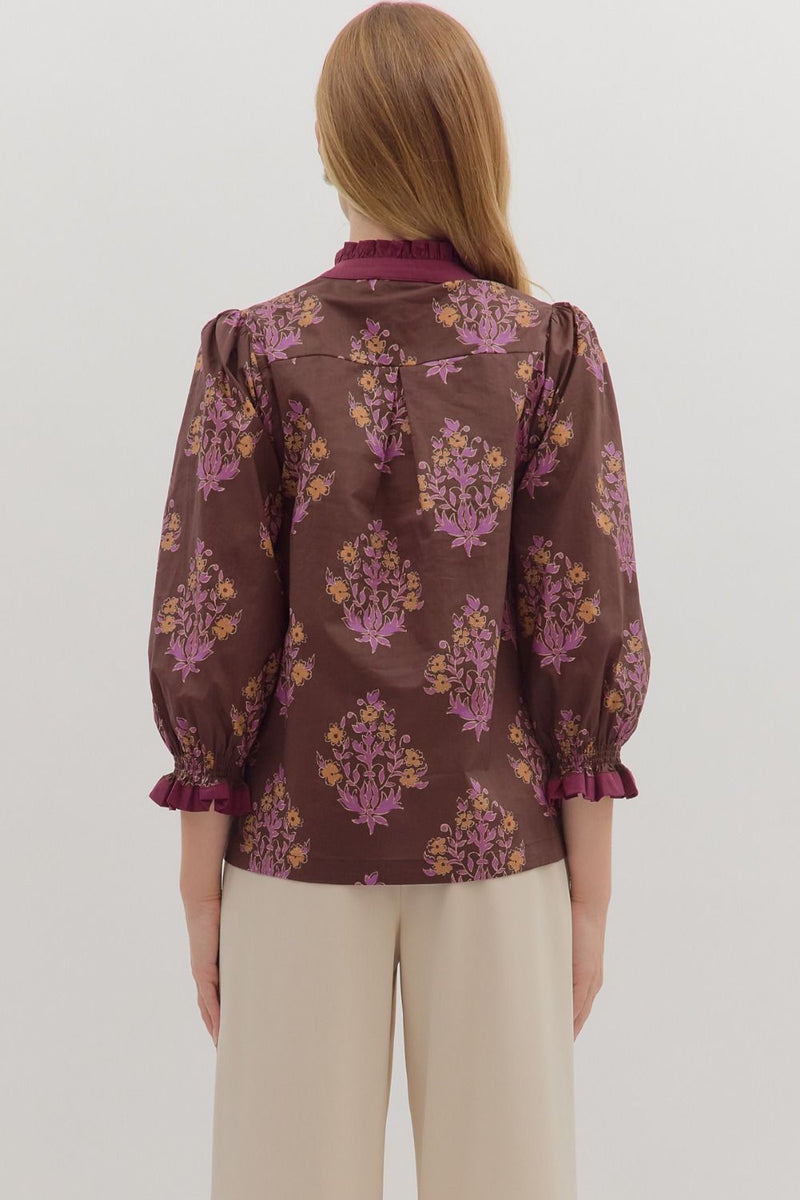 Maisy Floral Blouse, Chocolate