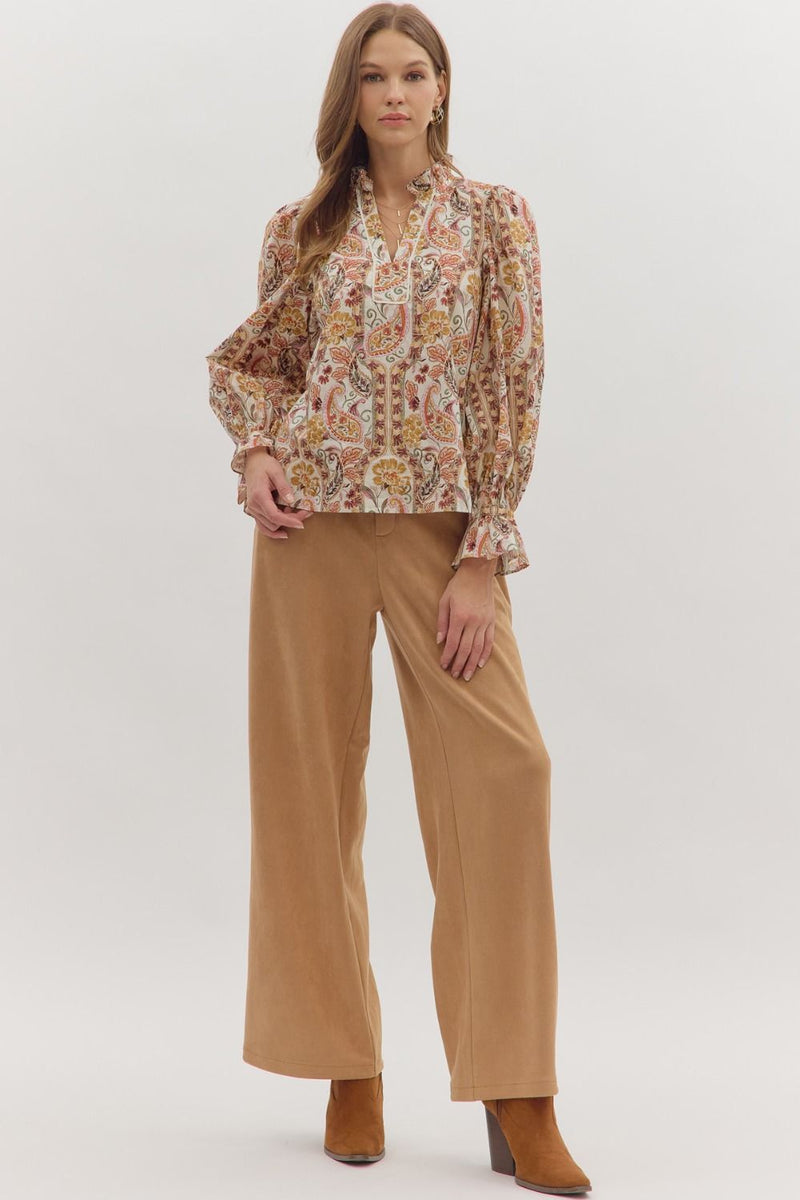 Celina Ruffle Neck Top, Ecru