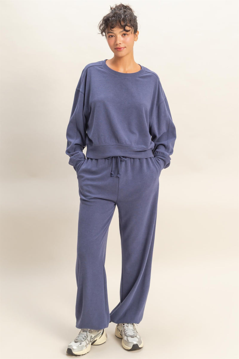 Kinsley Soft Ribbed Sweatshirt, Dusty Indigo