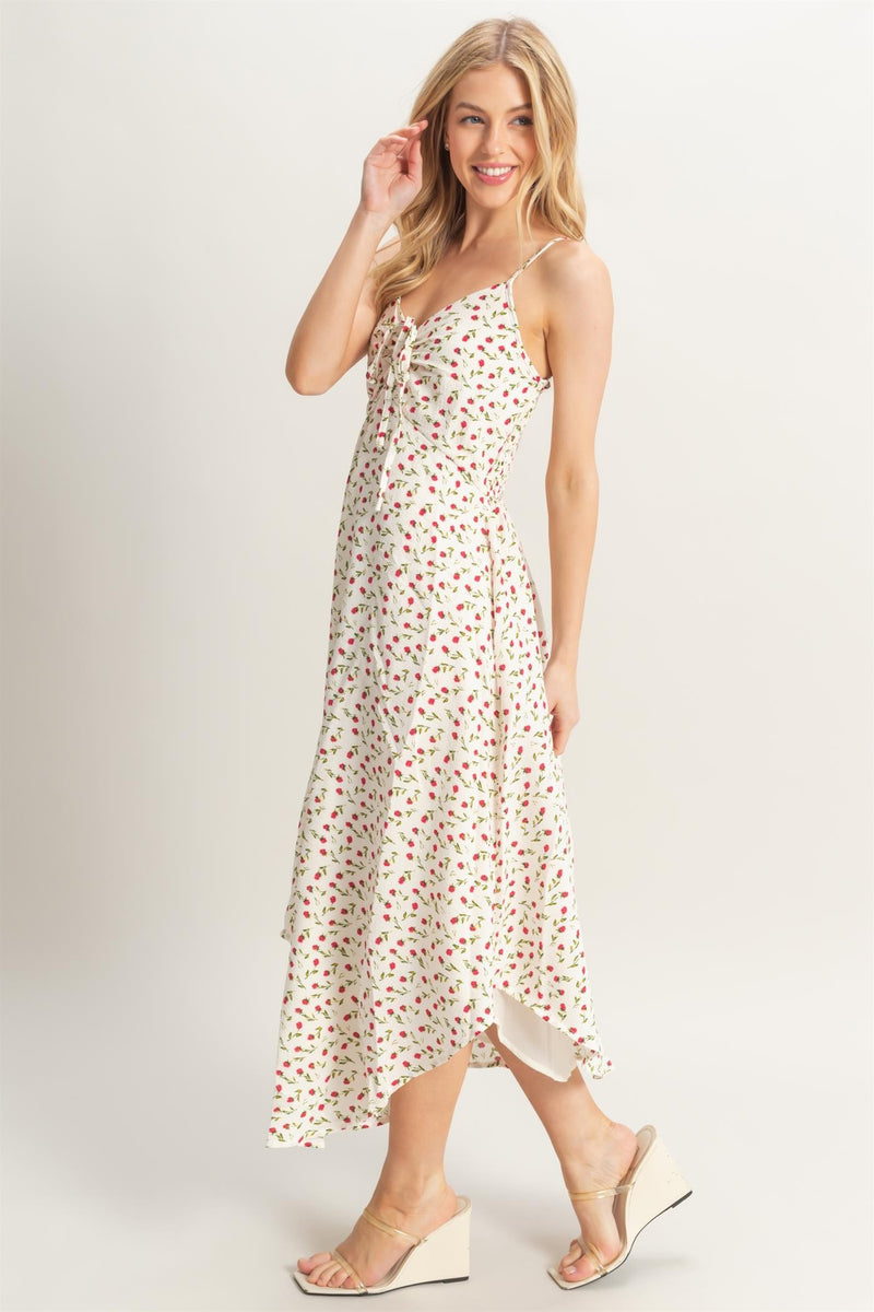 Halle Ditsy Floral Sleeveless Midi Dress, Ivory