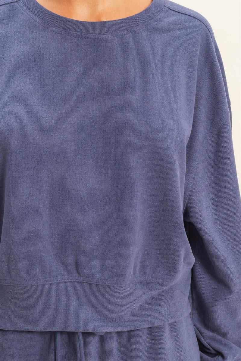 Kinsley Soft Ribbed Sweatshirt, Dusty Indigo