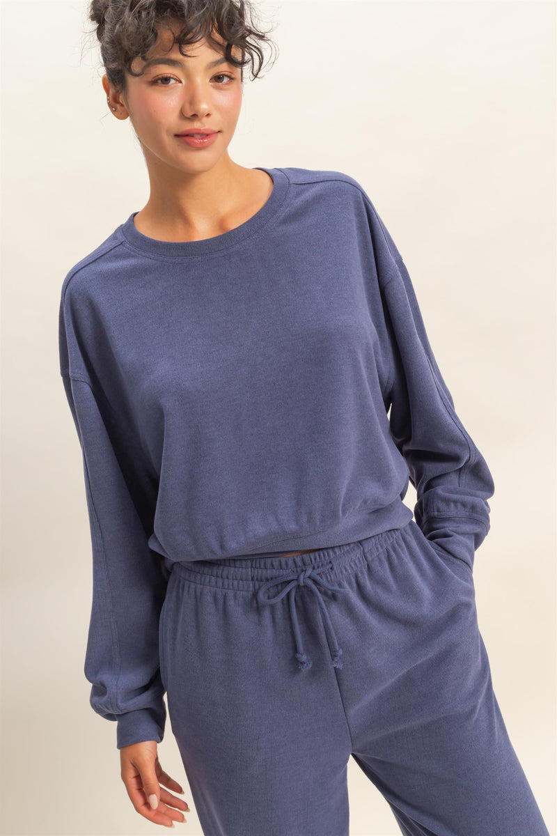 Kinsley Soft Ribbed Sweatshirt, Dusty Indigo