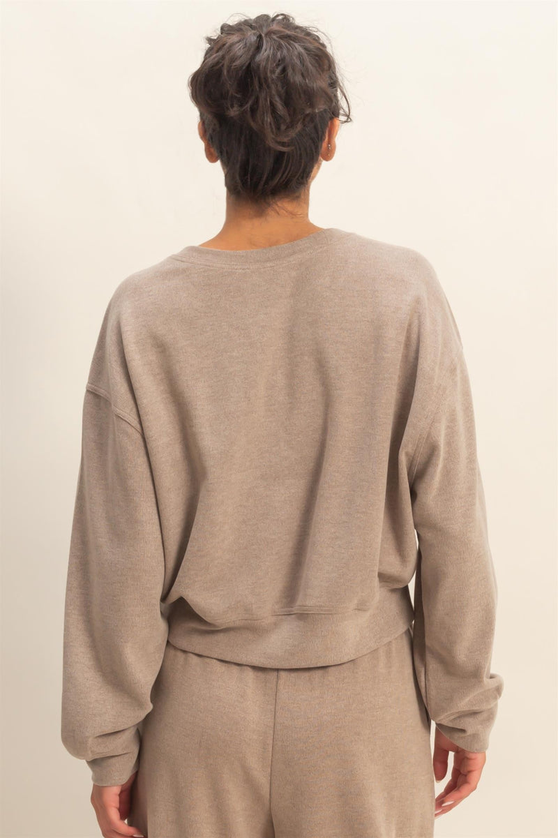 Kinsley Soft Ribbed Sweatshirt, Dusty Mocha