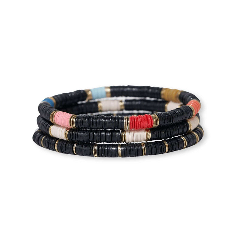 Grace Bracelet Stack of 3, Black Multi | Ink + Alloy