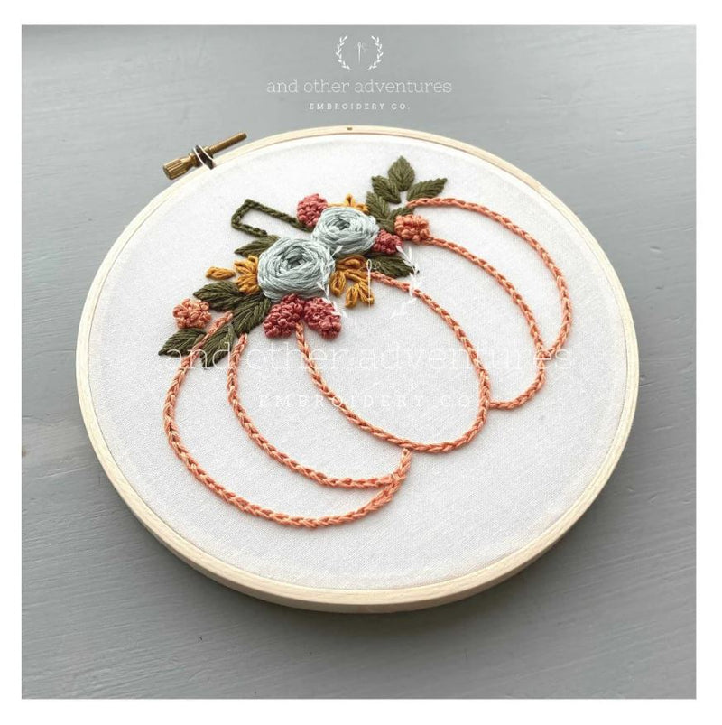 Beginner Embroidery Kit, Harvest Floral Pumpkin