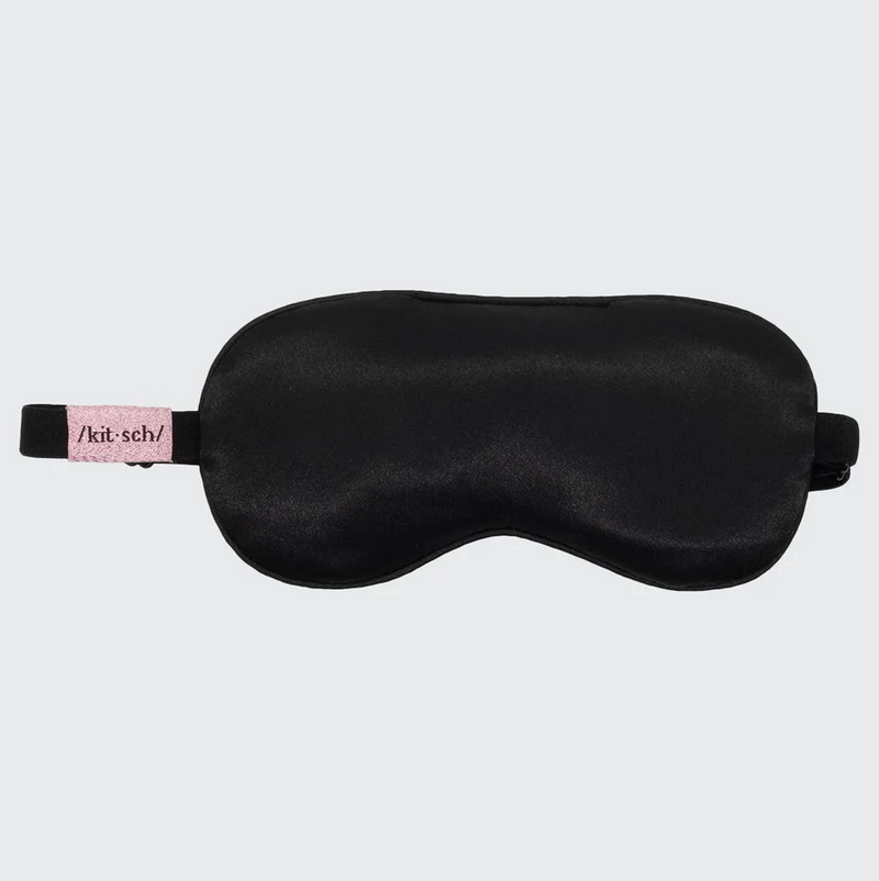The Lavender Weighted Satin Eye Mask, Black | Kitsch