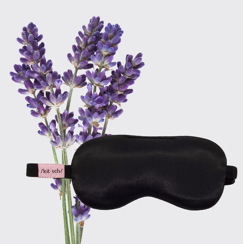 The Lavender Weighted Satin Eye Mask, Black | Kitsch