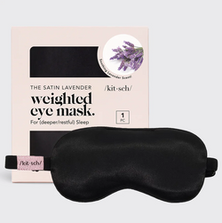 The Lavender Weighted Satin Eye Mask, Black | Kitsch
