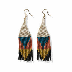 Lennon Triangles Beaded Fringe Earrings, Peacock | Ink + Alloy