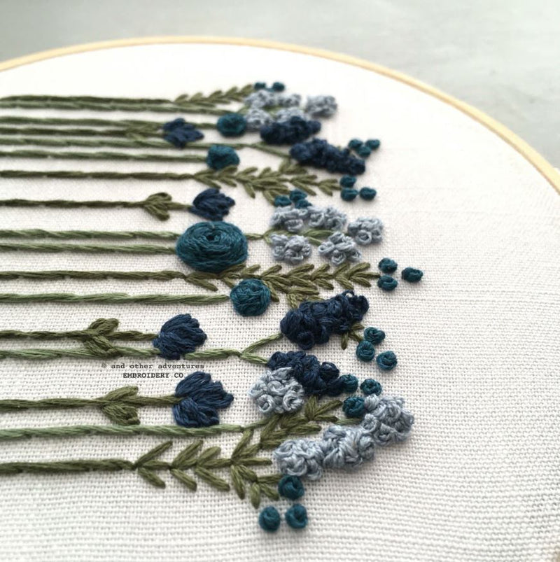 Beginner Embroidery Kit, Midnight Flowers