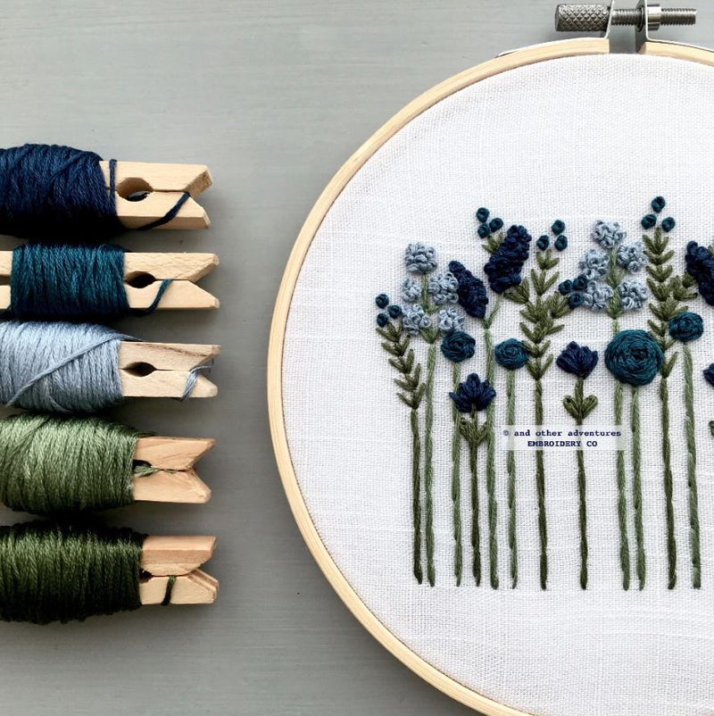 Beginner Embroidery Kit, Midnight Flowers