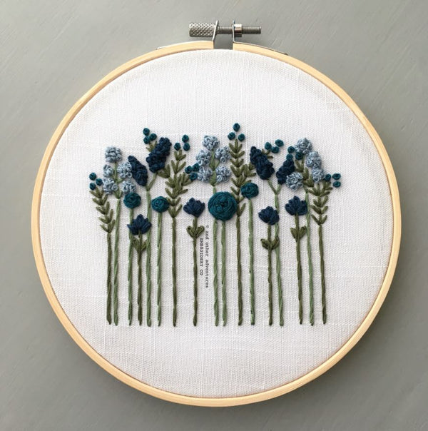 Beginner Embroidery Kit, Midnight Flowers