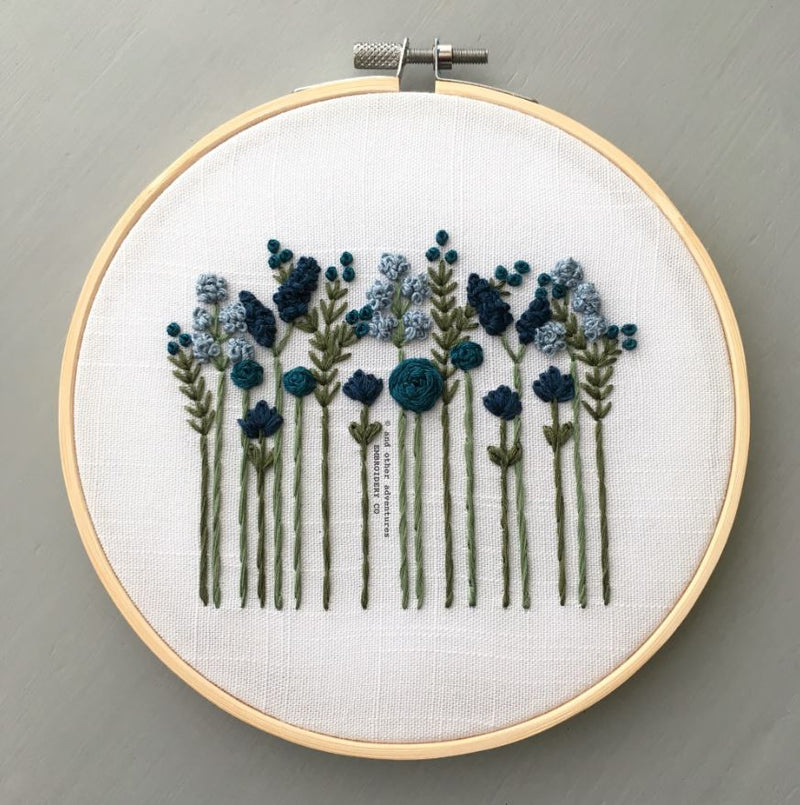 Beginner Embroidery Kit, Midnight Flowers