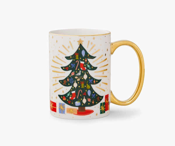 Holiday Mug With Gold Handle, Holiday Tree | Rifle Paper Co.
