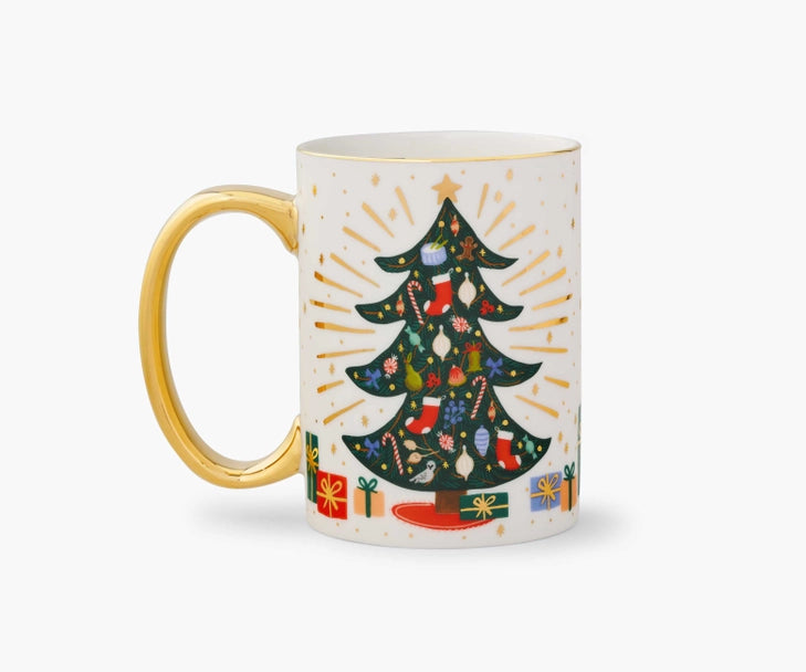 Holiday Mug With Gold Handle, Holiday Tree | Rifle Paper Co.