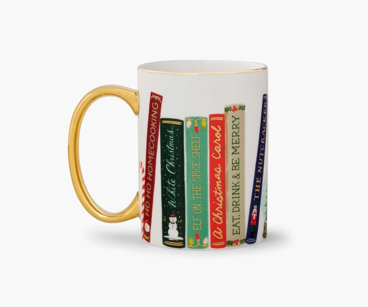Holiday Mug With Gold Handle, Festive Book Club | Rifle Paper Co.