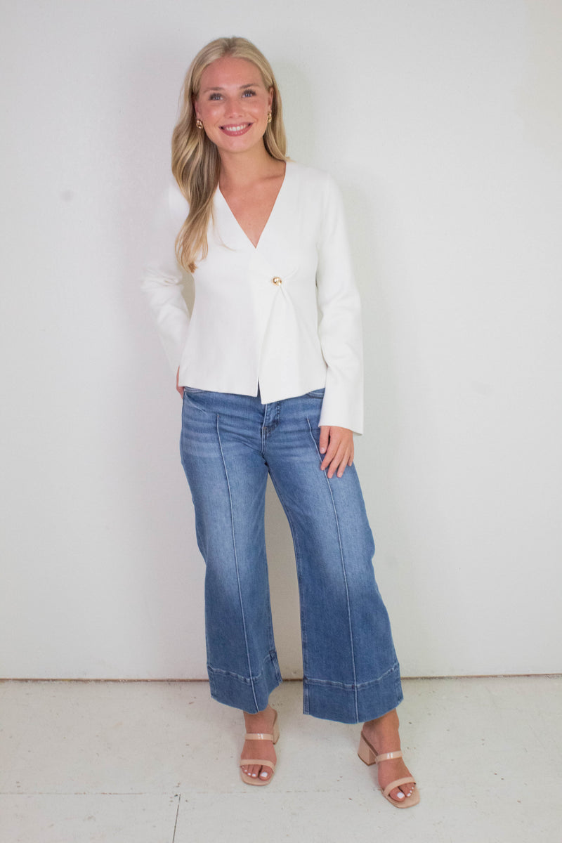 Mary Mid Rise Wide Leg Crop Jeans, Medium