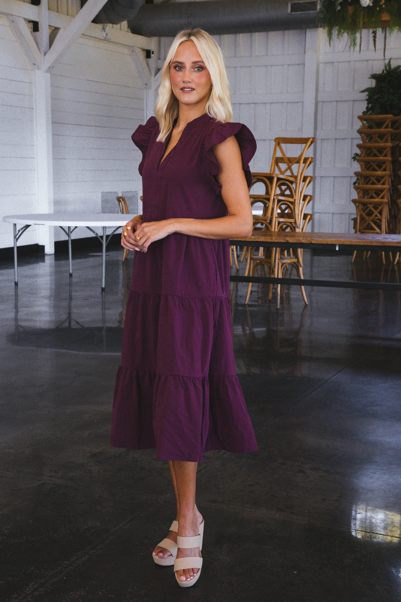 Ivy Moon Midi Dress, Eggplant | Extended Sizes