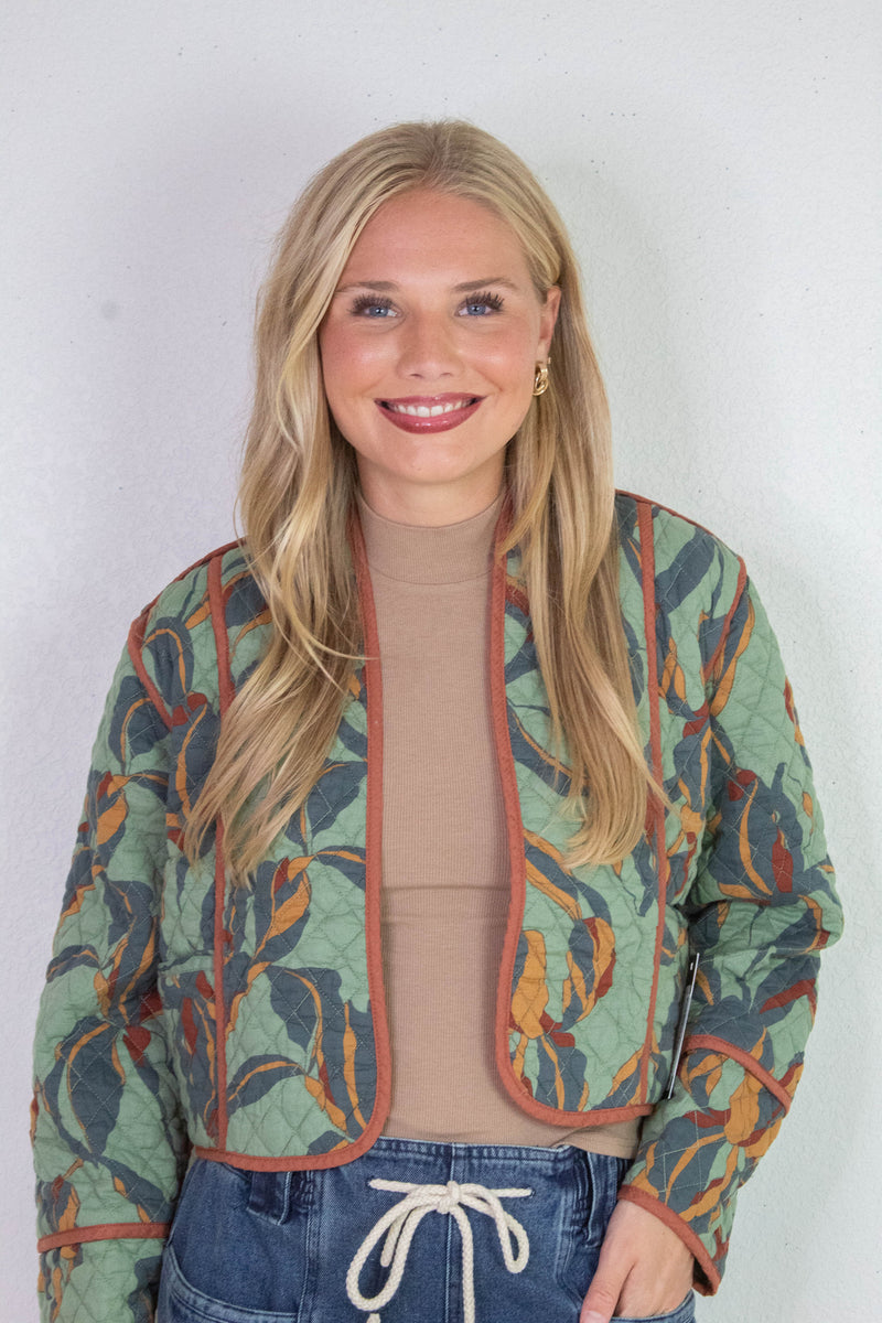 Adalynn Quilted Jacket, Dark Sage | Steve Madden