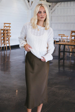 Everyday Midi Satin Skirt, Fatigue | Sanctuary