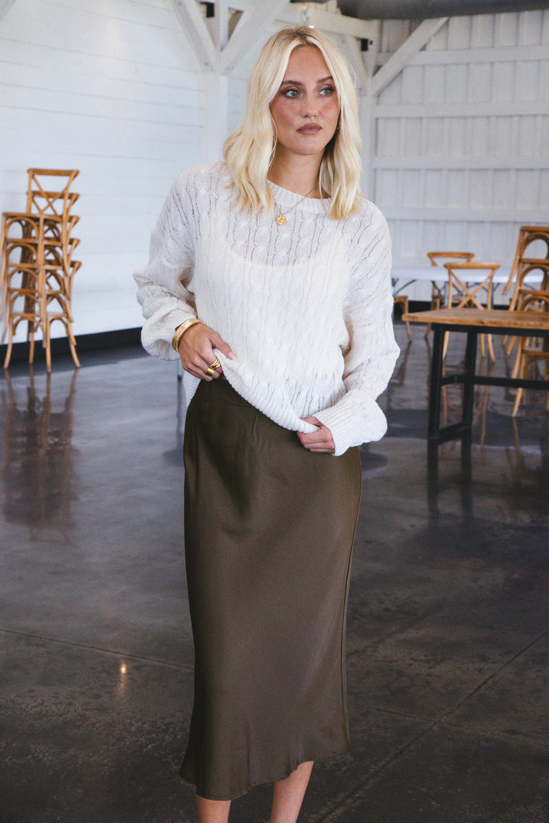 Everyday Midi Satin Skirt, Fatigue | Sanctuary