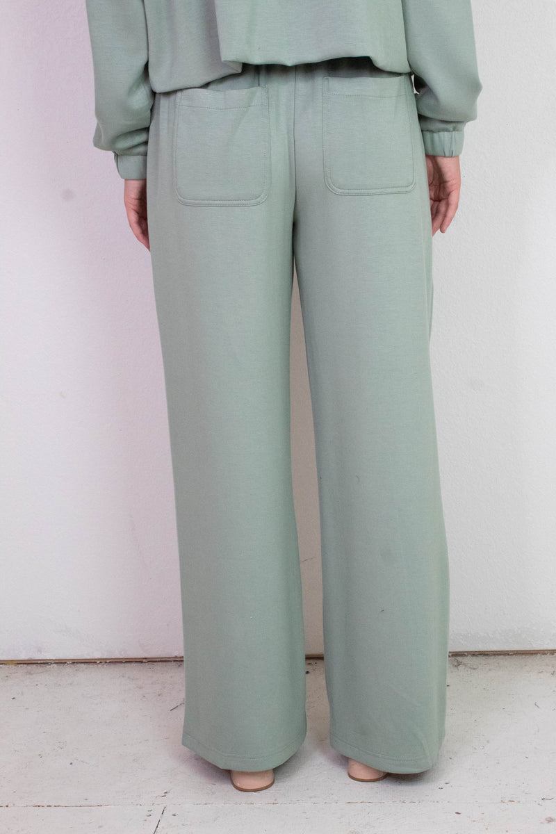 Gianna Wide Leg Pants, Sage Green