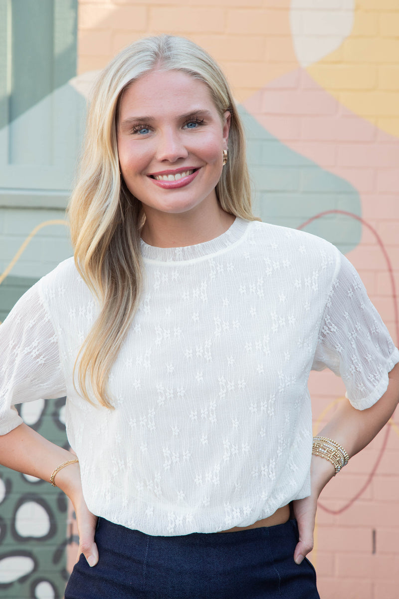 Orsa Bubble Hem Lace Top, Antique | Steve Madden