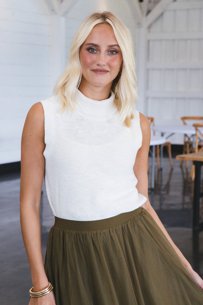 Keep It Easy Sleeveless Sweater, Milk | Sanctuary