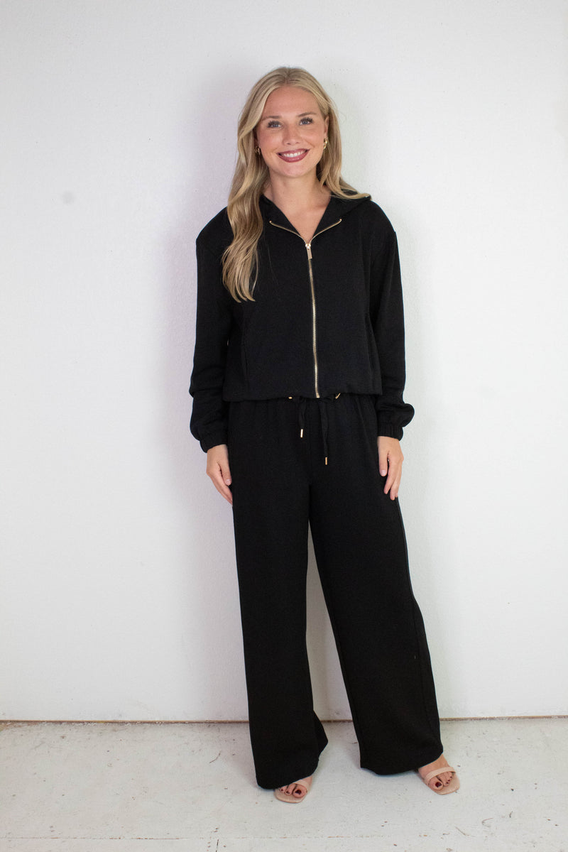 Gianna Wide Leg Pants, Black