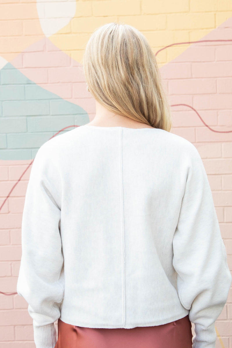 Emersyn Seam Front Sweater, Cream