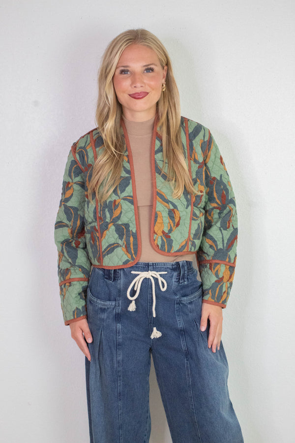 Adalynn Quilted Jacket, Dark Sage | Steve Madden