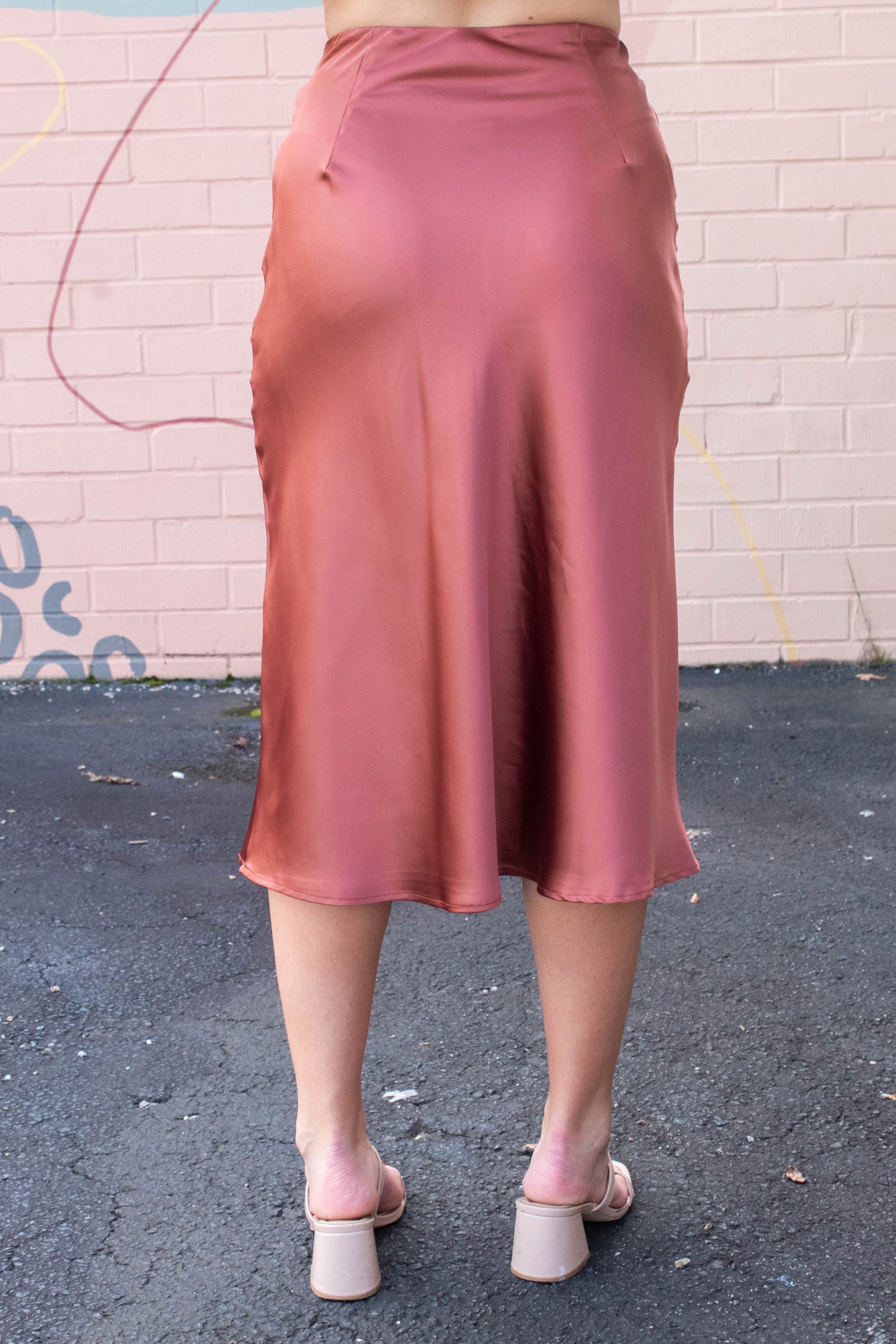 Stevie Satin Bias Midi Skirt, Copper L / Copper