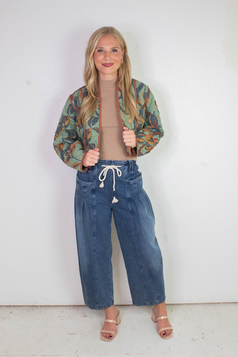 Adalynn Quilted Jacket, Dark Sage | Steve Madden
