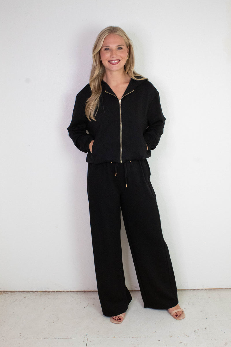 Gianna Wide Leg Pants, Black