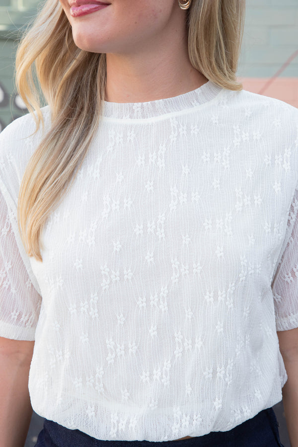 Orsa Bubble Hem Lace Top, Antique | Steve Madden