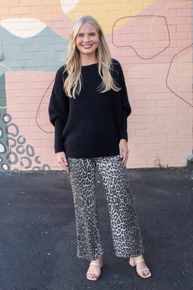 Hallie Leopard Patch Pocket Pants, Taupe