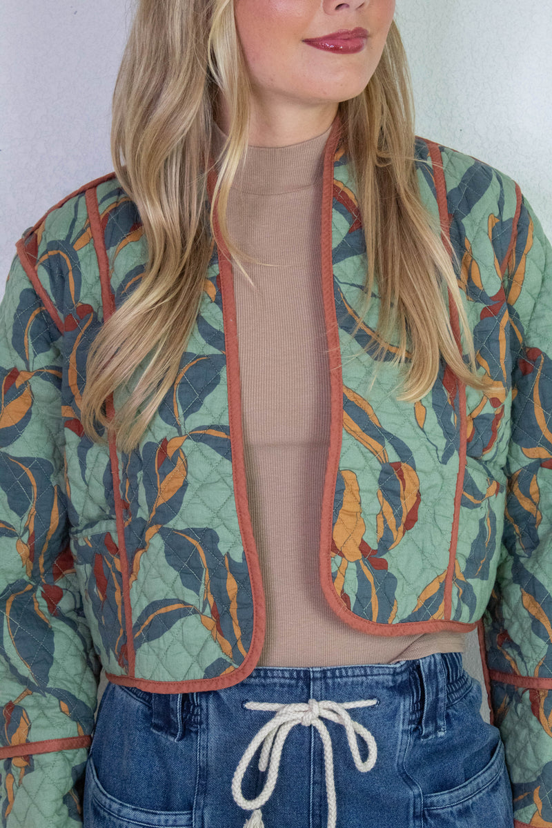 Adalynn Quilted Jacket, Dark Sage | Steve Madden