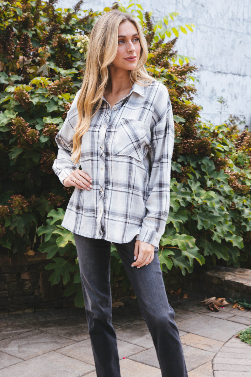 Stay Fresh Plaid Flannel, Grey