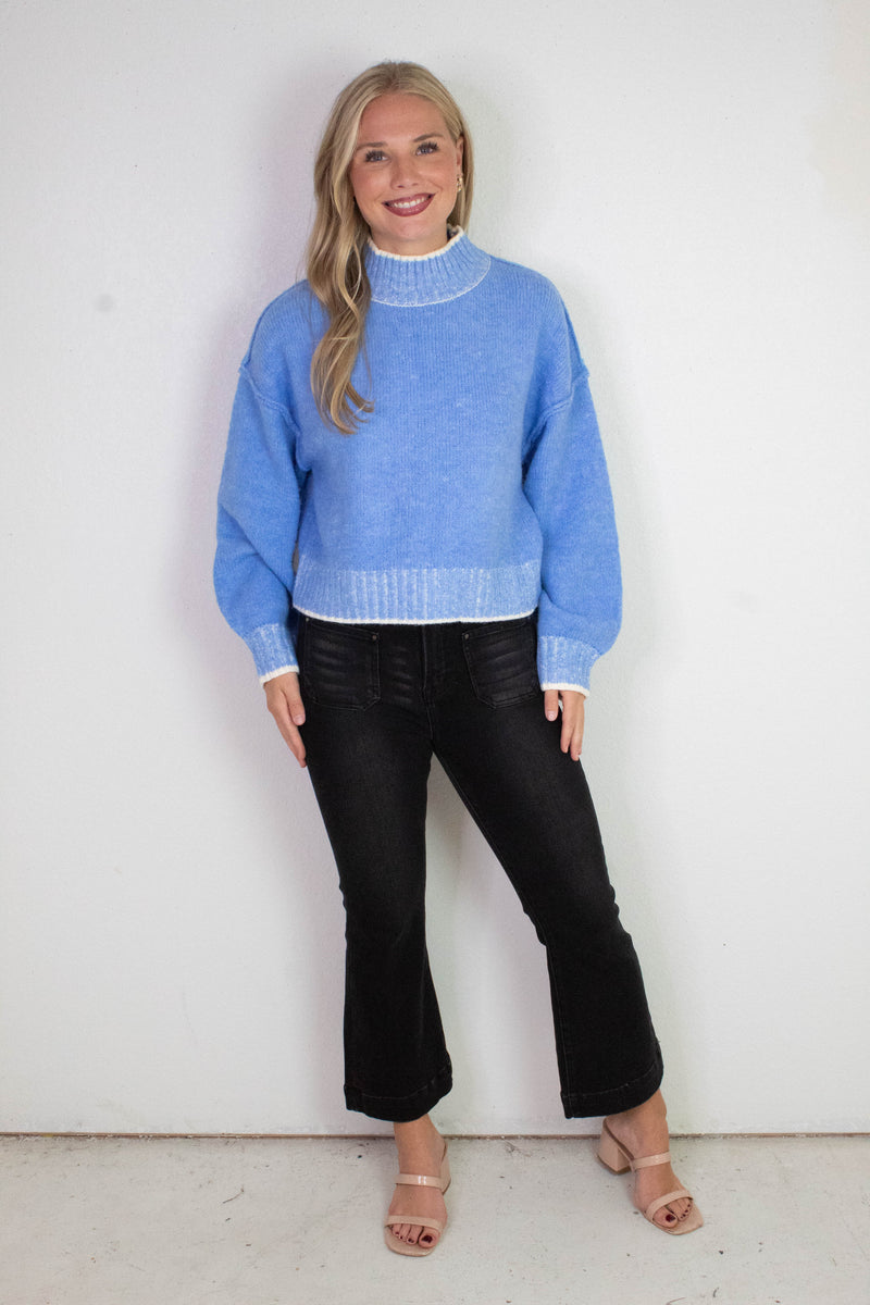 Alice Trim Detail Sweater, Blue