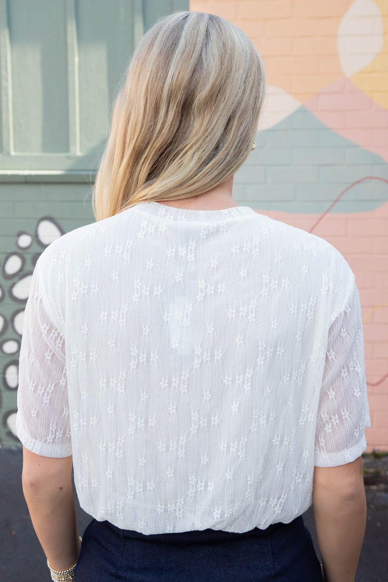 Orsa Bubble Hem Lace Top, Antique | Steve Madden