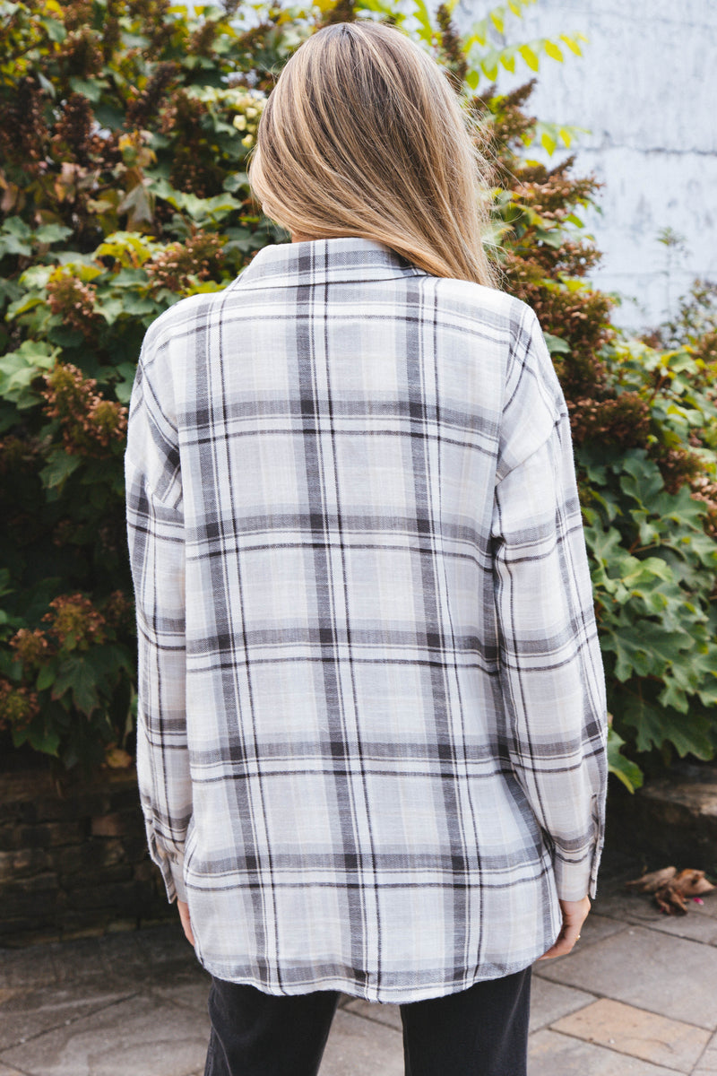 Stay Fresh Plaid Flannel, Grey
