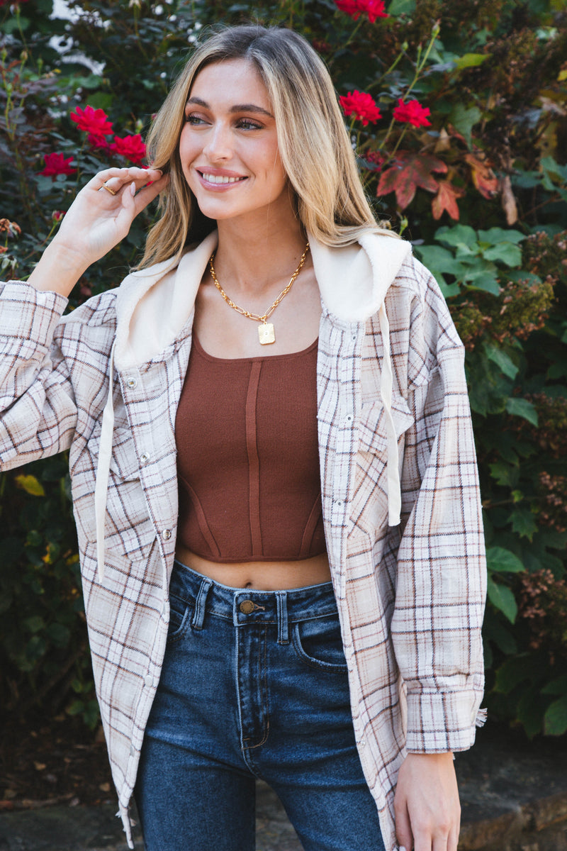 Ready to Rock Cropped Rib Tank, Brown