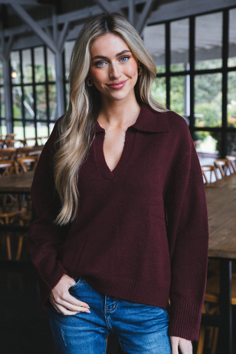 Johnny Collared Sweater, Sugar Plum | Sanctuary