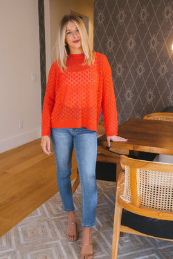 Florence Lightweight Sweater Knit Top, Bright Red