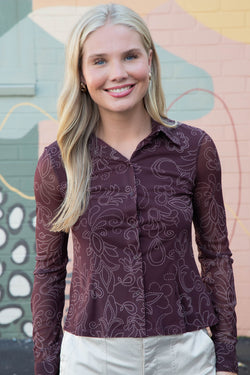 Beatrice Mesh Button Down, Bohemian | Sanctuary