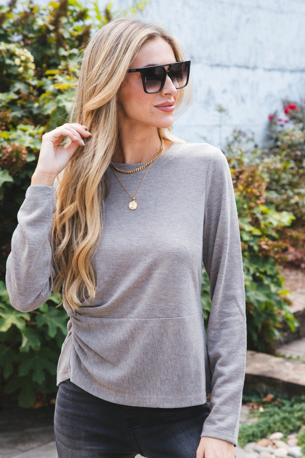 Knot Your Business Knit Top, Heather Canteen | Sanctuary